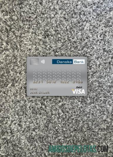 Cartão de débito Visa do Dinamarca Danske Bank com foto na frente exemplo